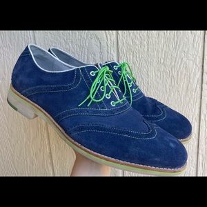 Johnston & Murphy blue green loafer Oxford lace up shoes mens 12